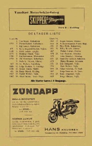 Deltagerliste Kolding 22 august 1954